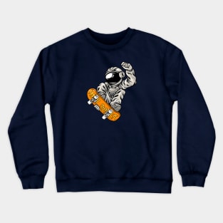 Moon Runner Skateboarding Astronaut Cartoon Crewneck Sweatshirt